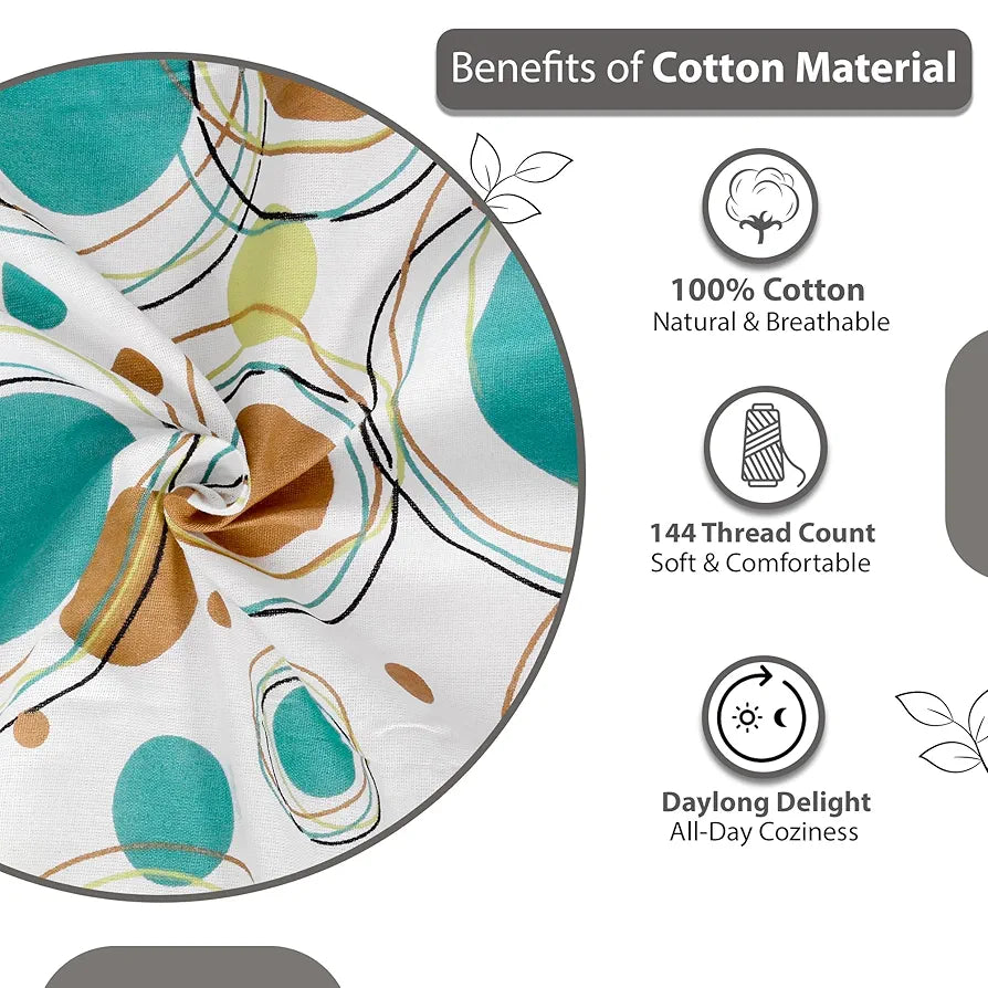 Divine Casa 100% Cotton Bedsheet for Single Bed, 144 TC Bedsheet Single Size Bed Cotton with 1 Pillow Cover 