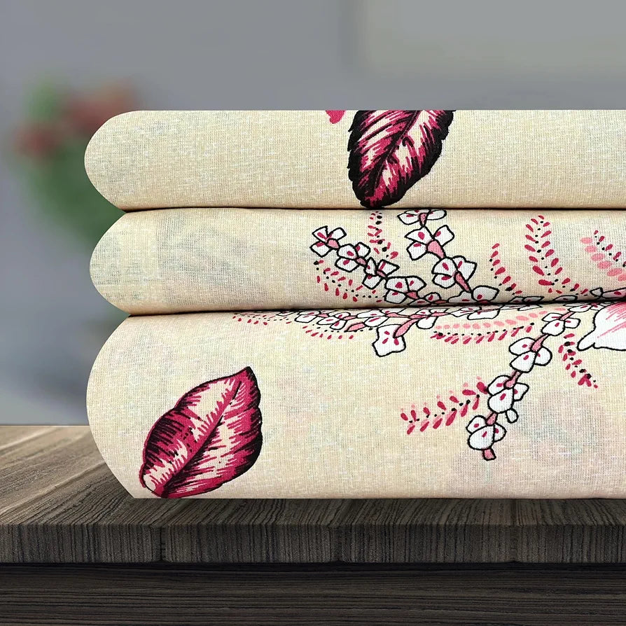 Divine Casa 144 TC 100% Cotton Bedsheet for Single Bed with 1 Pillow Cover 