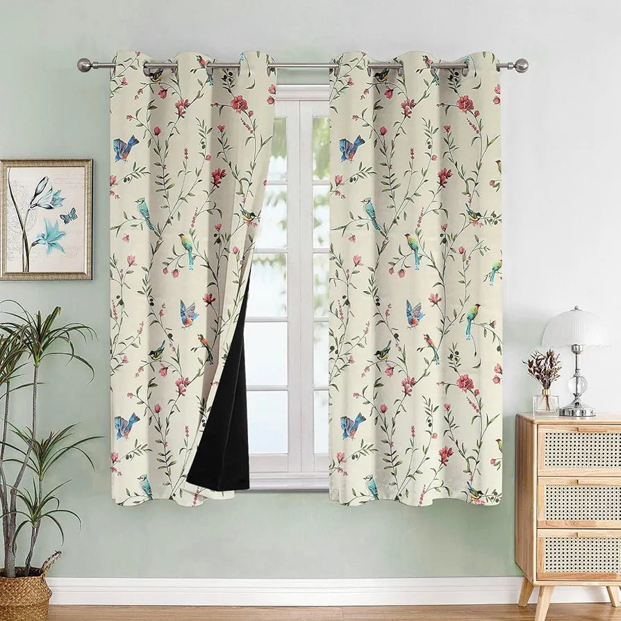 Cloth Fusion 100% Blackout Printed Premium Window Curtains 5 Feet Long Set of 2, Noise Reducing Blackout Curtains 5 Feet for Window with Grommet for Home Decor 