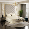 Stoa Paris Satin Bedsheets for Double Bed 300TC Premium Bedsheet with 2 Pillow Covers Colour Charming Ivory