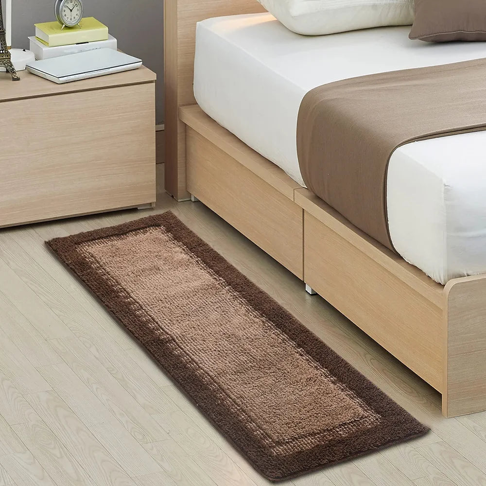 Saral Home Elyeese Micro Durable & Washable Multipurpose Bedside Runner for Home/Kitchen/Living Area/Lobby/Office Entrance with Anti Skid Backing | Non-Slip & Quick-Drying Mats_ Brown_ 40X110 cm
