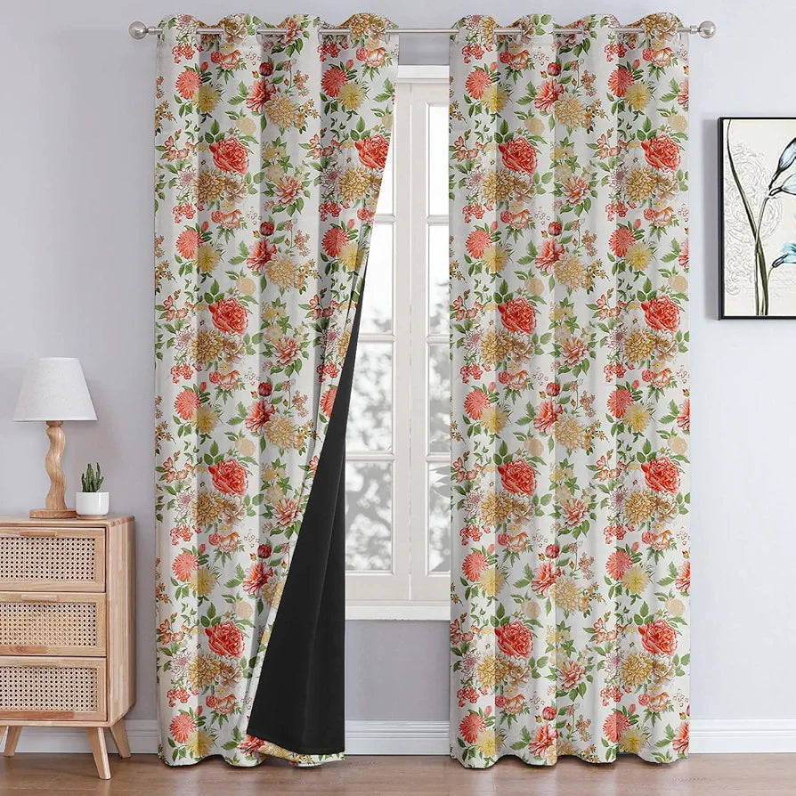 Cloth Fusion 100% Blackout Printed Premium Door Curtains 7 Feet Long Set of 2, Noise Reducing Blackout Parda 7 Feet with Grommet for Home Decor 