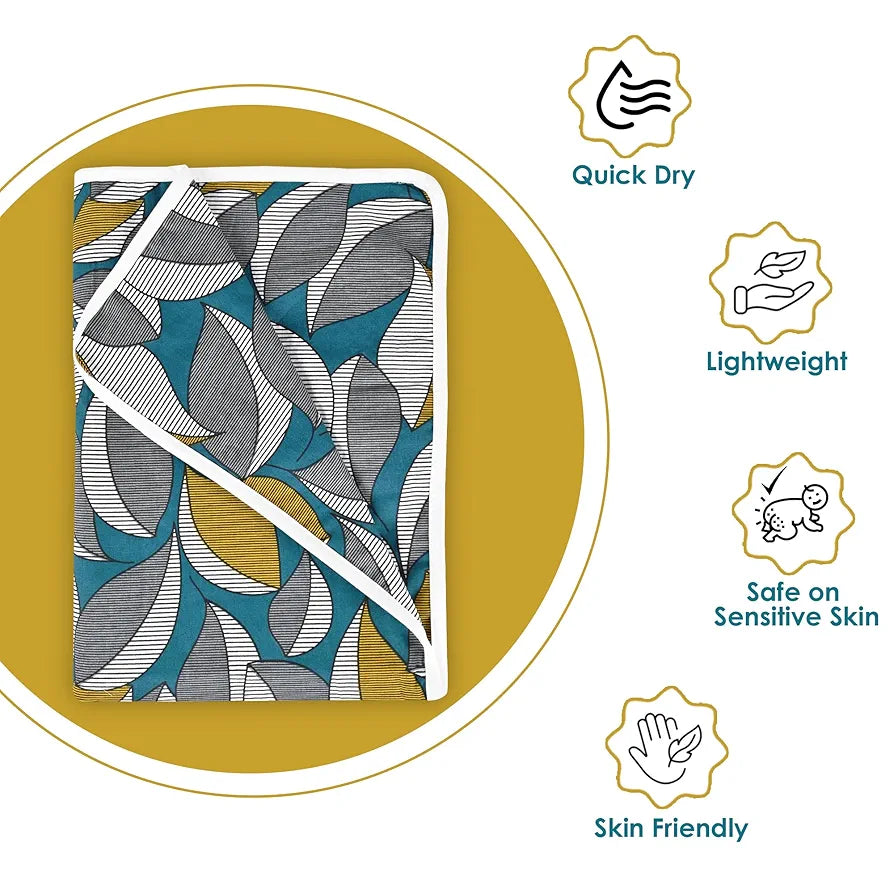 Divine Casa Floret 100% Cotton Single Kids Dohar | 120 GSM | Soft & Lightweight Throw Blanket | Cozy & Breathable Bedding | All-Season Comfort | 140 x 100 CM, Woody Petals