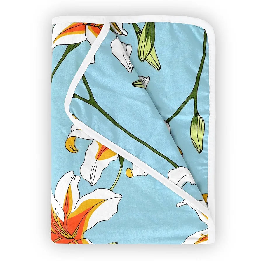 Divine Casa Floret 100% Cotton Single Kids Dohar | 120 GSM | Soft & Lightweight Throw Blanket | Cozy & Breathable Bedding | All-Season Comfort | 140 x 100 CM, Wildflower Charm