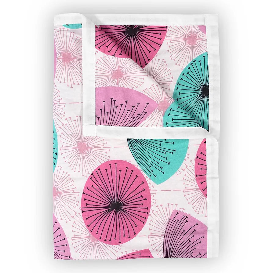 Divine Casa Glace Cotton 120 GSM Reversible Lightweight Printed Double Bed AC Dohar Winter Blanket Quilt - Pink and Turquoise| TC - 120