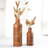 Behoma Wooden Flower Vase Set of 2 Bottle Shape Mango Wood Vases Walnut Dark Brown Flowers not Included