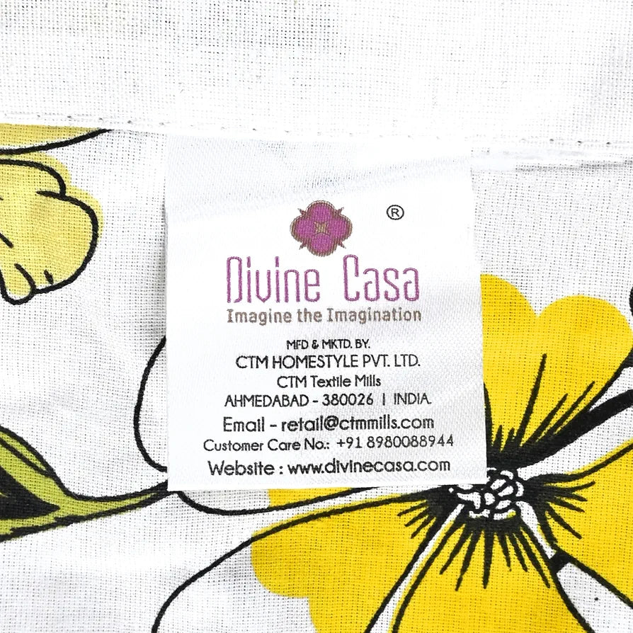 Divine Casa Floret 100% Cotton Single Dohar | 120 GSM | Soft & Lightweight Throw Blanket | Cozy & Breathable Bedding | All-Season Comfort | 210 x 140 CM, Daffodil Yellow
