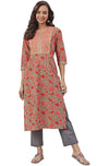 Janasya Women's Mint Green Cotton Kurta