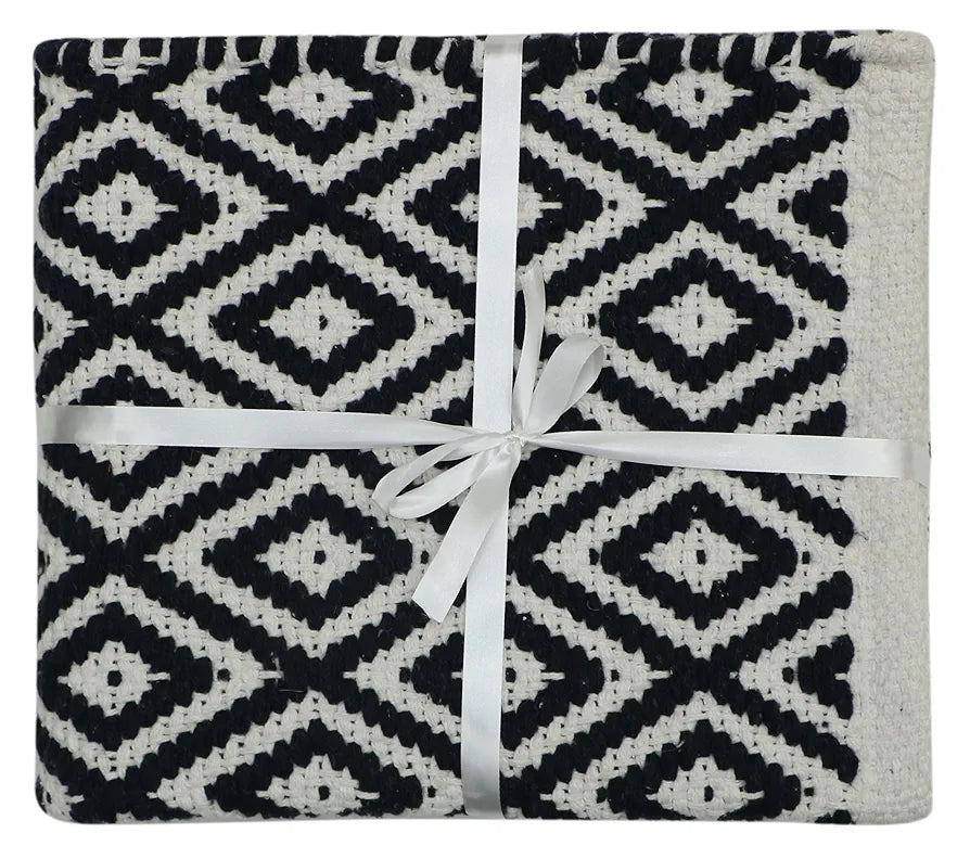 THE HOME TALK Weaved Cotton Rectangular Carpets | Contemporary Decorators | Area Rugs for Bedroom, Center Table, Living Room, Drawing Room, Hall | Machine Washable | 50 X 80 Cm | Navy