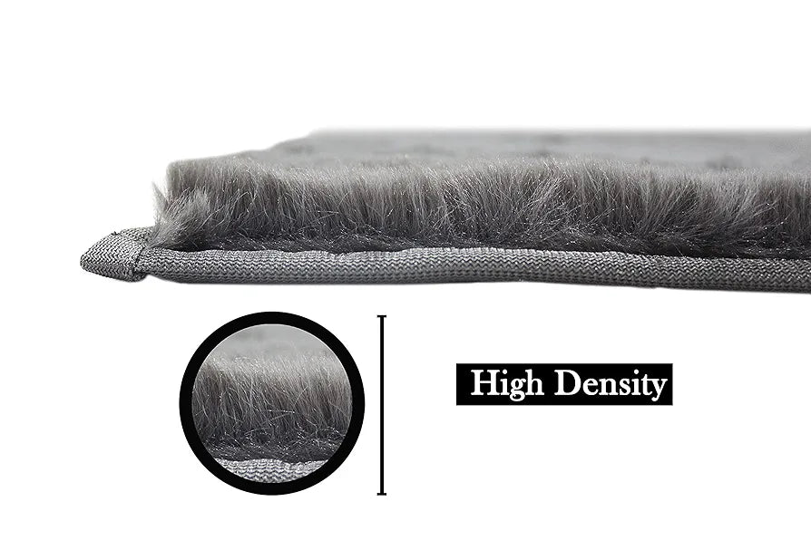 LUXE HOME INTERNATIONAL Ruffle Bath Mat Rabbit Fur 1000 GSM Bathroom Door Rectangular Foot Mats Anti Skid Water Absorbent Easy Machine Washable Rug for Entrance|Kitchen Floor|45X75 Cm|Grey|Pack of 1