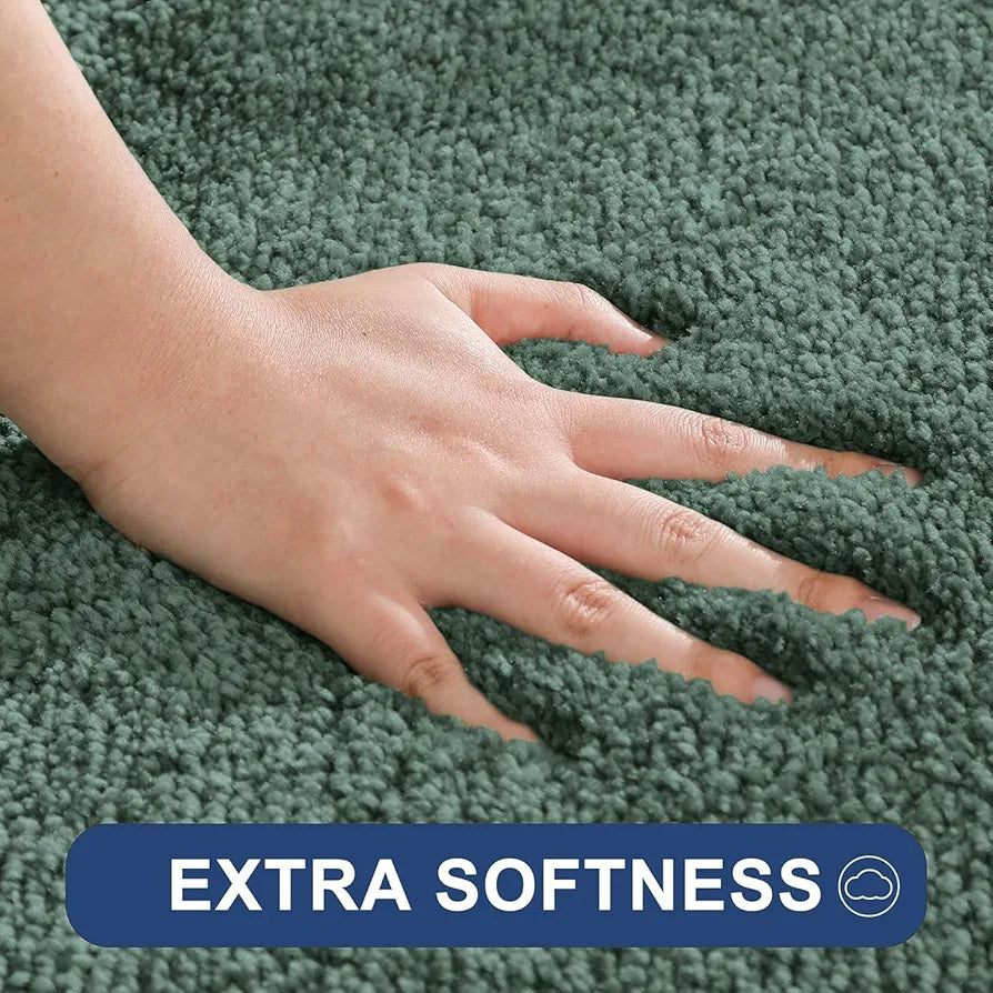 LUXE HOME INTERNATIONAL Microfibre Rectangular Bath Mat Super Soft Anti Skid Newman Mats For Bathroom ,Green