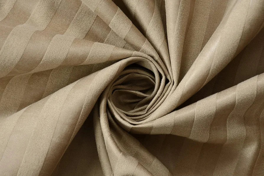 Homefab India 160 TC Stripe Cotton Feel Glace Cotton Elastic Fitted King Size Double Bed Bedsheet with 2 Pillow Covers Fits Upto 6 inches Mattress, Size-72X78 inches, Beige