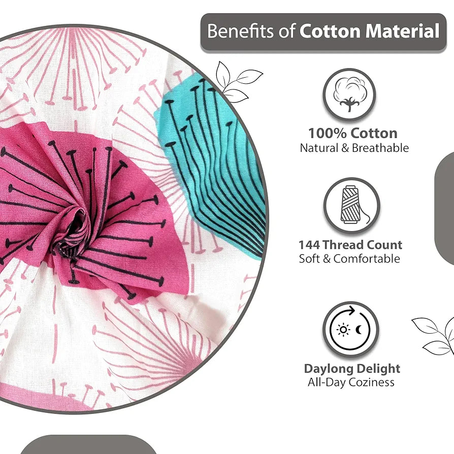 Divine Casa 144 TC 100% Cotton King Bedsheet with 2 Pillow Covers | Skin-Friendly Fabric for Everyday Comfort | 270 X 270 CM | Floral Pattern | Dusty Pink