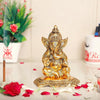 KridayKraft Ganesha Metal Action Statue Ganpati Murti For Pooja Room & Decor Colour Gold