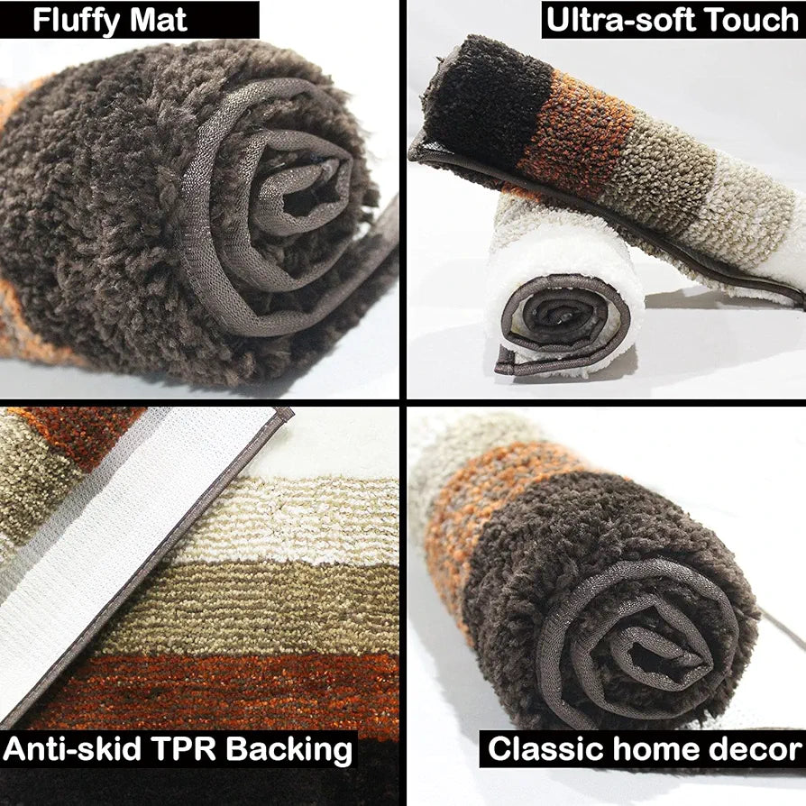 Luxe Home Bath Mat Super Soft Anti Skid Slip Water Soak Washable Oyster Door Mats for Home, Bathroom Mat, Floor Mat, Kitchen Mat for Floor  Teracotta, Pack of 2