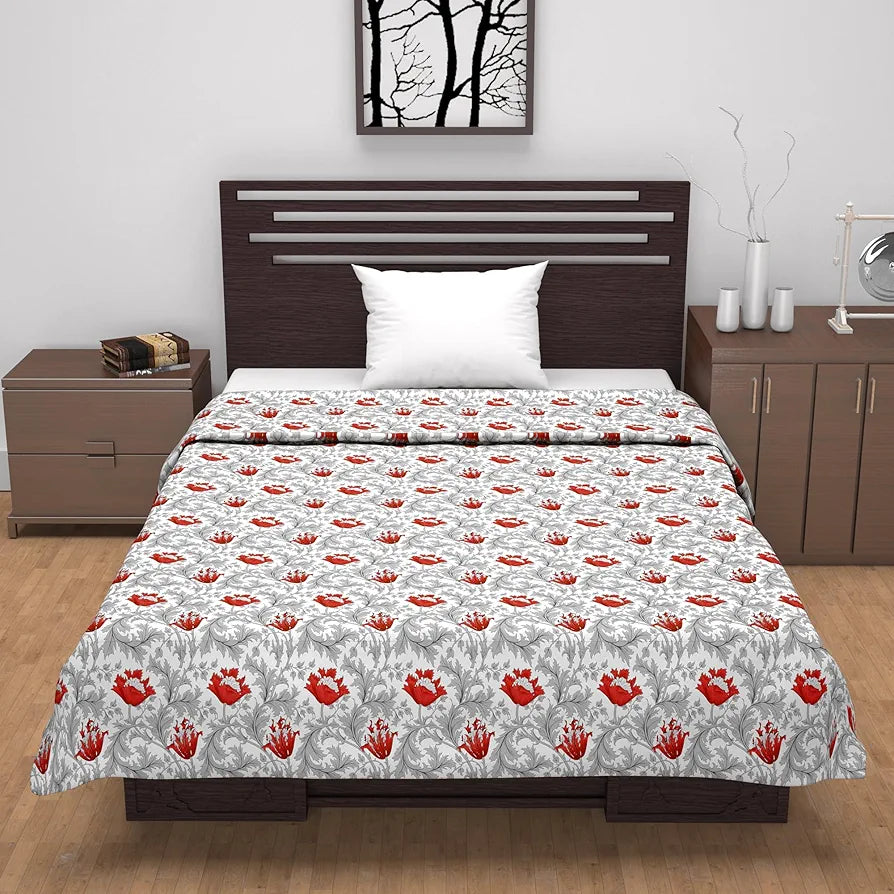 Divine Casa Floret 100% Cotton Single Dohar | 120 GSM | Soft & Lightweight Throw Blanket | Cozy & Breathable Bedding | All-Season Comfort | 210 x 140 CM, Royale