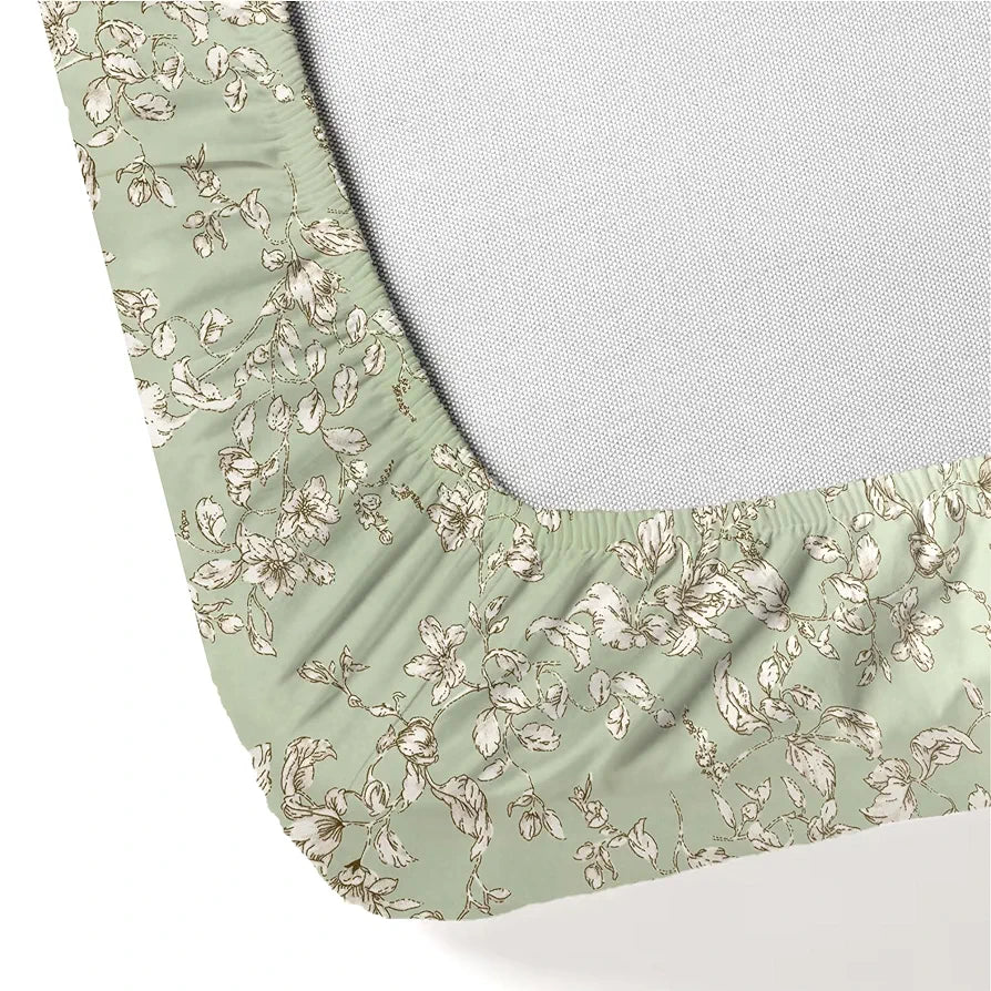 Trance Home Linen 100% Percale Cotton 210 TC Bedsheet | Queen Size Printed Fitted Bedspread with 2 Pillow Covers 