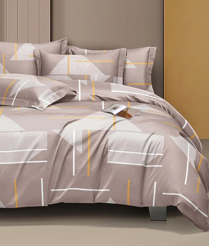 THE HOME STYLE Cotton Elastic Fitted All Around Printed Queen Size Double Bed Bedsheet wih 2 Pillow Cover 