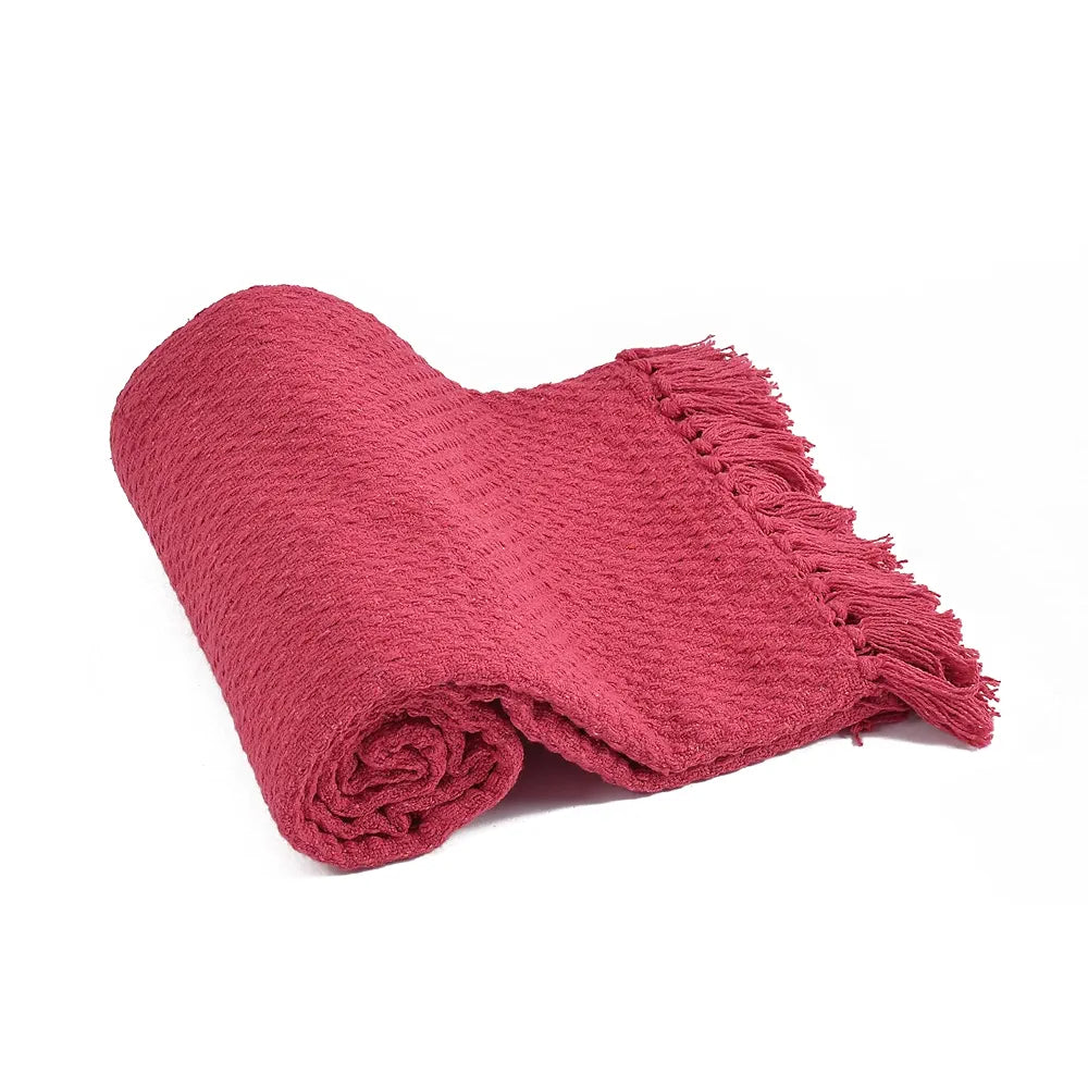 SASHAA WORLD Vibrant Pink Cotton Throw | Ideal for Your Home, Living Room, Sofa, Bed, Chair, Picnic & Used for Gift | 130X180 cm| TC - 125