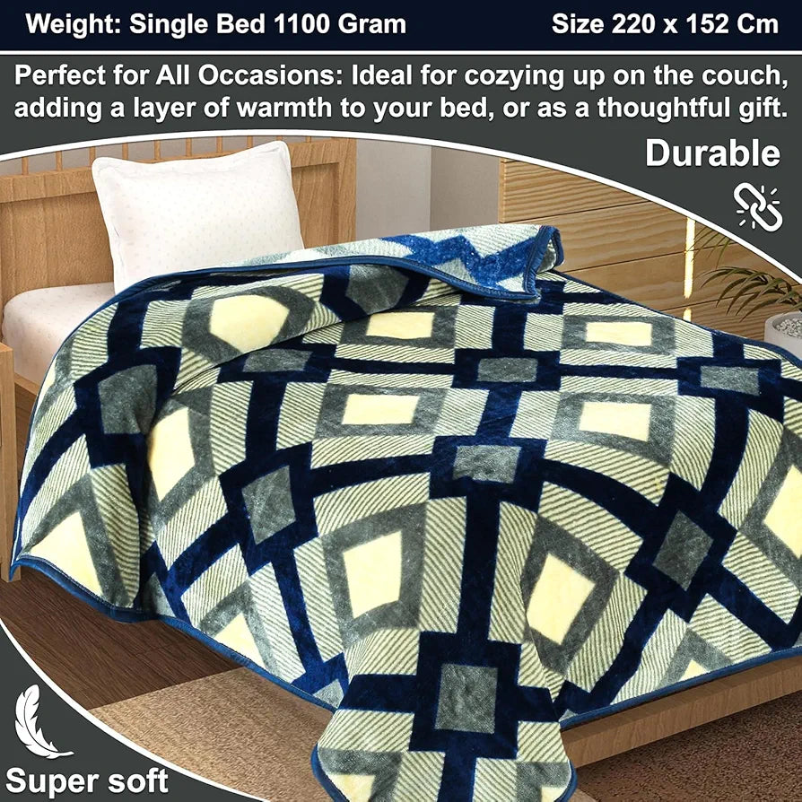 Premium Super Soft Cloudy Printed Mink Single Bed Blanket for All Season, Ultrasoft & Cozy Single Ply Blanket | |152 x 228 Cm | TC - 280