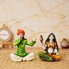 Ecraftindia Colorful Combo of Rajasthani Craftsmen Singing and Lady Playing Musical Instrument Statue