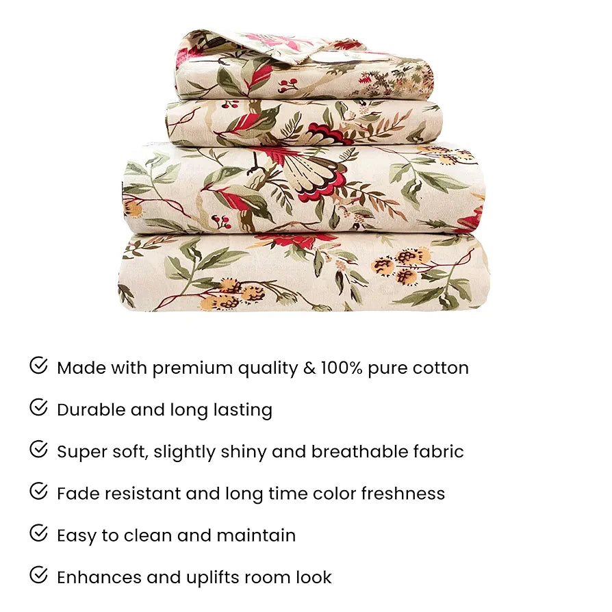SAJAVAT HOME 100% Pure Cotton King Size Bedsheet Set with 2 Pillow Covers | Soft, Breathable & Skin-Friendly | Luxury Bedding Set, 96x104 Inches  | Pack of 1 