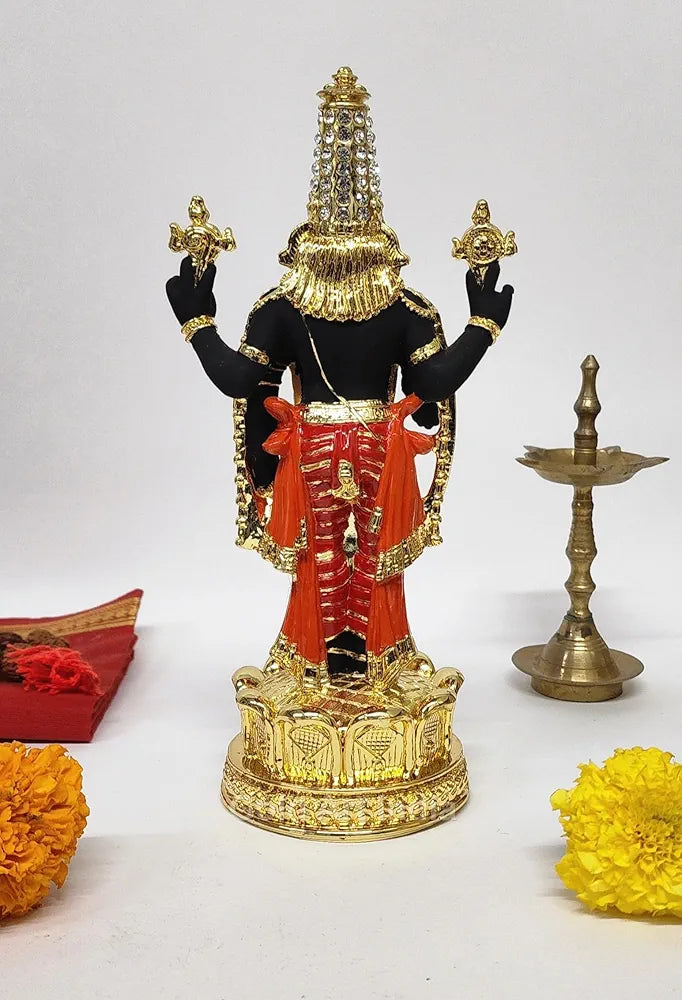Gold Art India Tirupati Balaji Idol for Mandir | Pooja Room Lord Vishnu Shree Venkateswara Swamy Statue God Balaji for Gift Living Room | Lord Vishnu Shree Venkateswara Swamy Statue for Home Decor