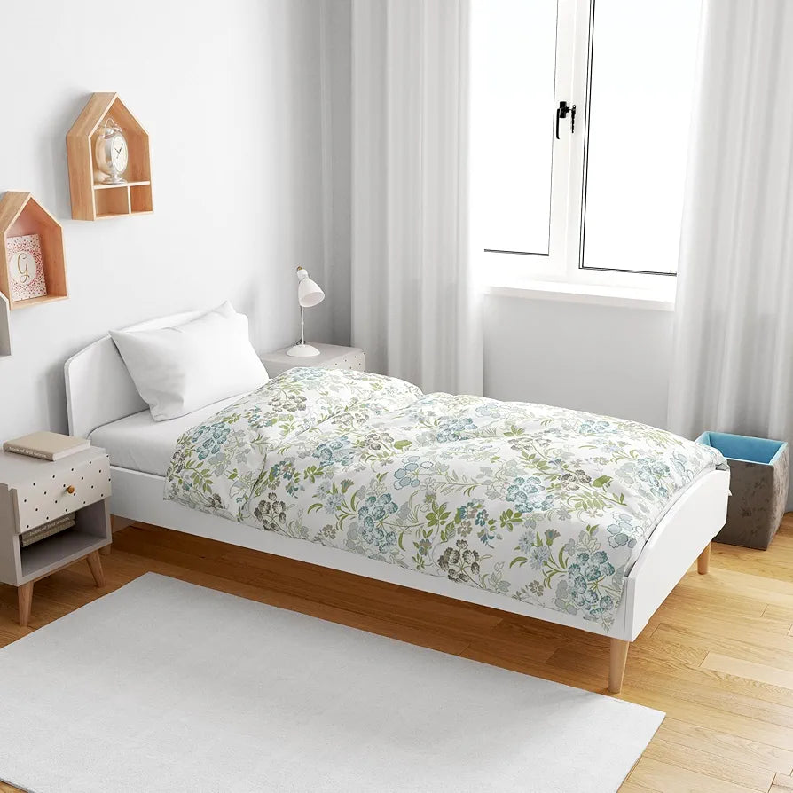 Divine Casa Floret 100% Cotton Single Kids Dohar | 120 GSM | Soft & Lightweight Throw Blanket | Cozy & Breathable Bedding | All-Season Comfort | 140 x 100 CM, Green Banana