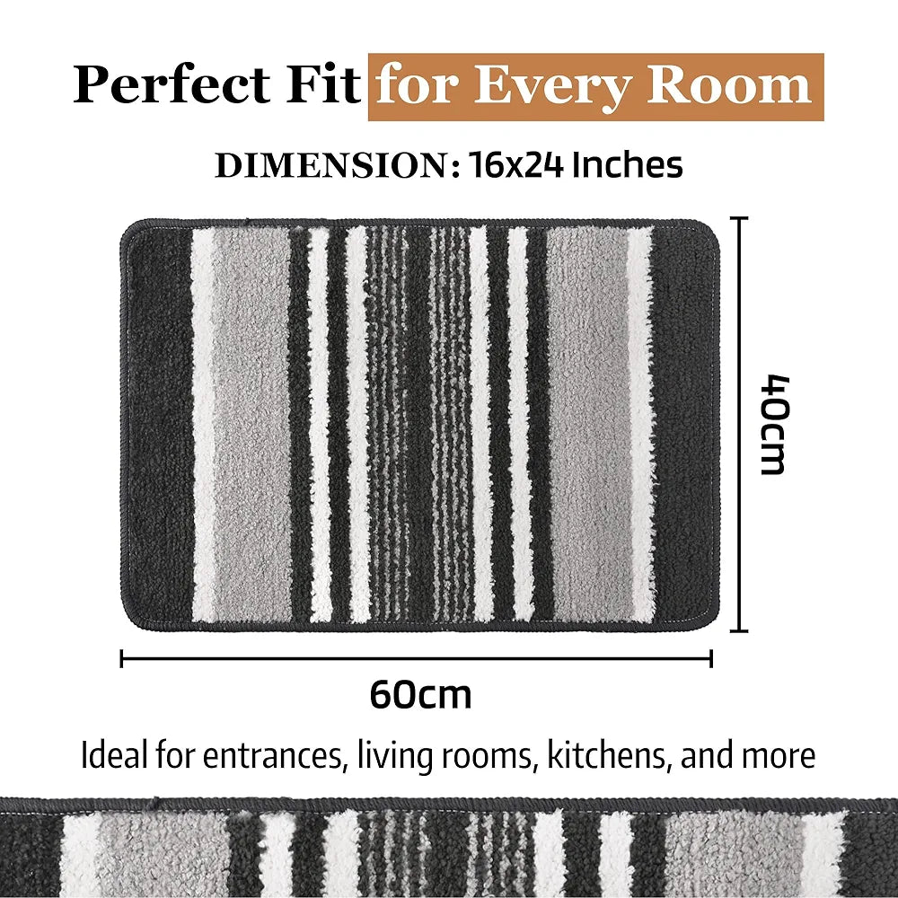 Kuber Industries 16x24 Inch Anti-Skid Water-Absorbent Door Mats for Home | Durable Main Entrance Footmats for Bathroom, Living Room & Office | Micro Jupitar Lining - Dark Grey