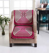 Nendle Chenille Velvet Fabric Sofa Cover Set of 5 Seater (Pink, 6 Pieces)
