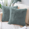 Luxe Home Cushion Cover Duble Side Rabbit Fur Plain Design Covers Set of 2 for Sofa Colour Seige