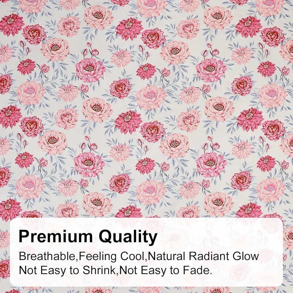 FRESH FROM LOOM Floral Print 240 TC King Size Microfiber Fitted Bedsheet Set - Soft & Anti Fade, 2 Pillow Covers Included  | Rose-Offwhite)