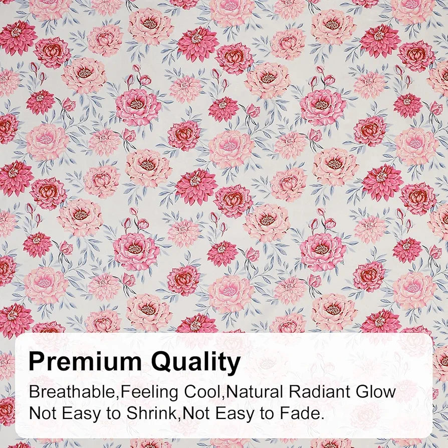 FRESH FROM LOOM Floral Print 240 TC Single Bed Microfiber Bedsheet Set - Soft & Anti Fade, 1 Pillow Covers Included 