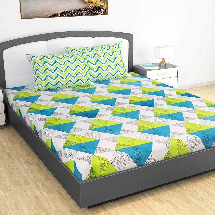 Divine Casa 144 TC 100% Cotton Bedsheet King Size Bed, King Size Bedsheet with 2 Pillow Covers 