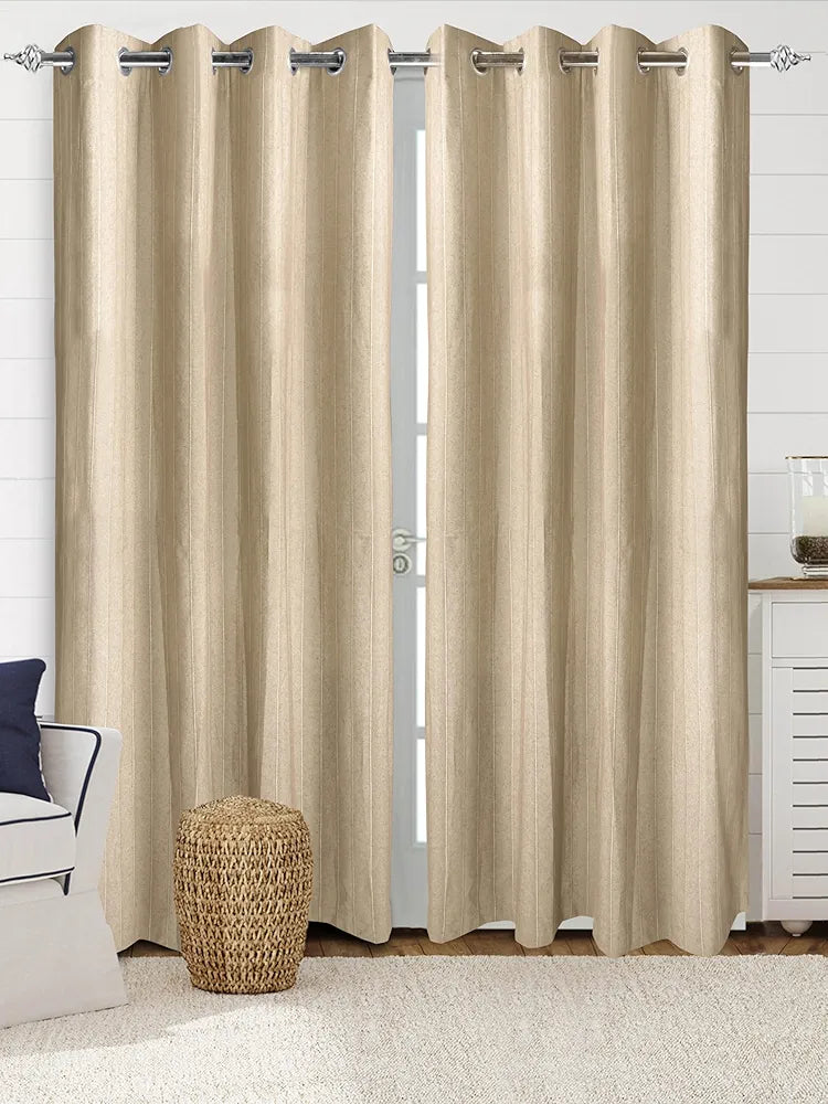 SARAL HOME EASY LIVING Solid Saral Home Chawla Cotton Room Darkening Door Curtain 2pc, Beige. 4x7 Feet, Grommet