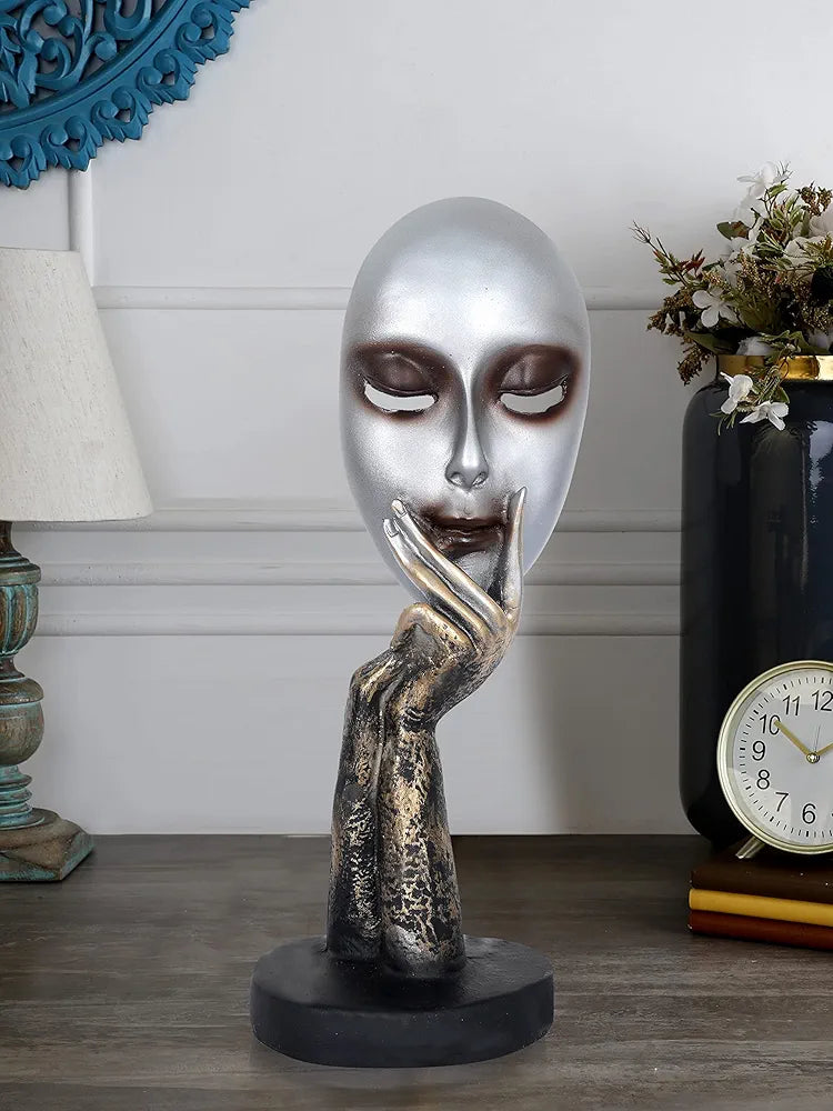 ZART Presents New Lady Face Silver Showpiece, Perfect for Living Room, Entrance of Your Home or Office 