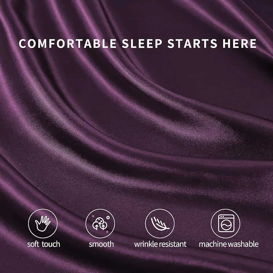 Cloth Fusion Satin Bedsheet for Queen Size Bed, Perfect for Romantic Night, Excellent Gift for All Celebrations, Set of 1 Satin Sheet 90