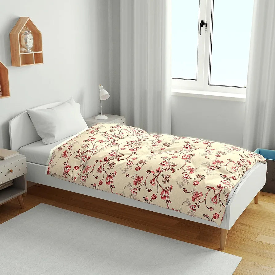 Divine Casa Floret 100% Cotton Single Kids Dohar | 120 GSM | Soft & Lightweight Throw Blanket | Cozy & Breathable Bedding | All-Season Comfort | 140 x 100 CM, Summer Fern