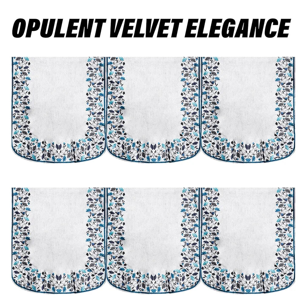 Kuber Industries Velvet 5 Seater Couch Cover - Blue Digital Leaf Sofa Slipcover for Living Room - Gray