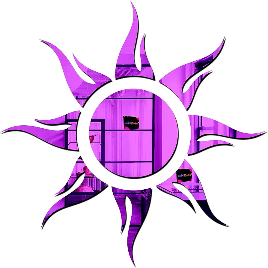 Bikri Kendra - Sun Purple  Mirror Stickers for Wall, Acrylic Mirror Wall Decor Sticker, Wall Mirror Stickers, Acrylic Stickers, Self Adhesive Sticker Wall Stickers for Hall Room, Bedroom.
