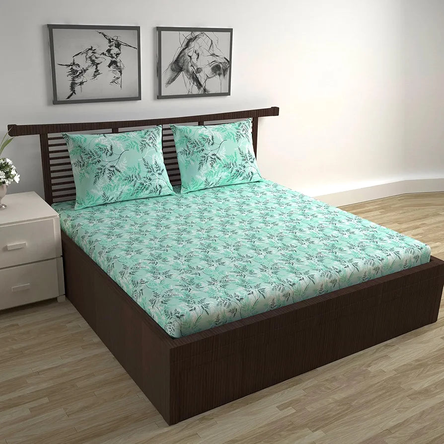 Divine Casa 144 TC 100% Cotton Bedsheet for Double Bed with 2 Pillow Cover 