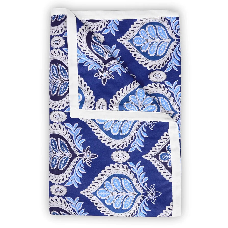 Divine Casa Floret 100% Cotton Single Dohar | 120 GSM | Soft & Lightweight Throw Blanket | Cozy & Breathable Bedding | All-Season Comfort | 210 x 140 CM, Dazzling Blue