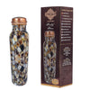 Indian Art Villa Copper Water Bottle with Big Marble Stone Printed Design