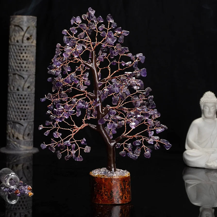 BEZAVO Amethyst Healing Crystal Tree | Artificial Home Decoration for Positive Energy & Spiritual Protection | Thoughtful Gift for Men & Women – Housewarming & Wedding Present 