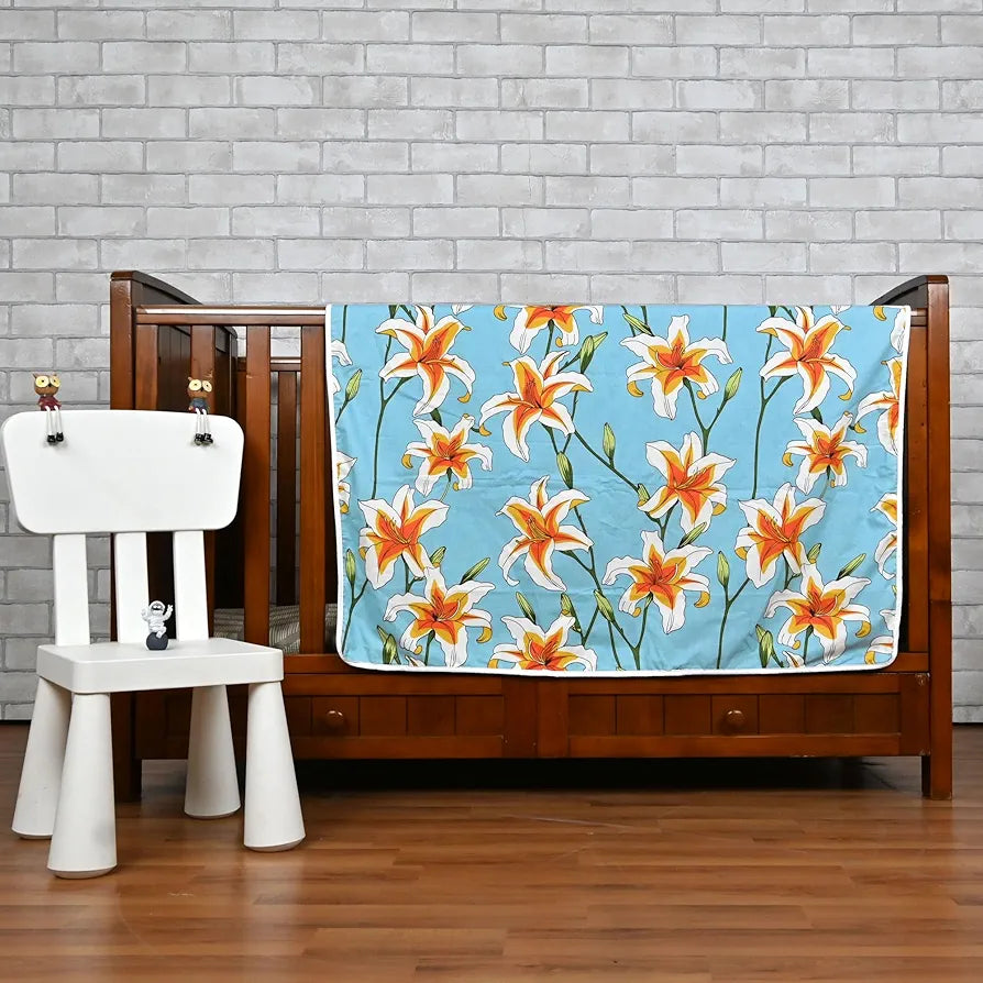 Divine Casa Floret 100% Cotton Single Kids Dohar | 120 GSM | Soft & Lightweight Throw Blanket | Cozy & Breathable Bedding | All-Season Comfort | 140 x 100 CM, Wildflower Charm