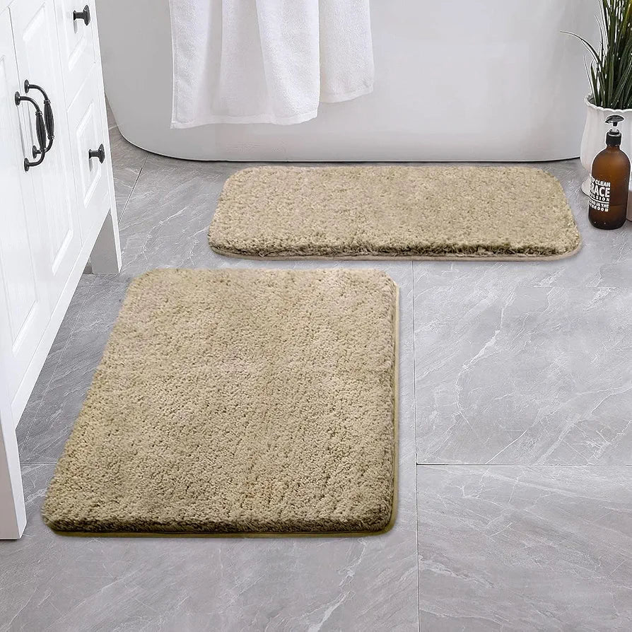 LUXE HOME INTERNATIONAL Bath Mat Super Soft Ultra Absorbent Rectangular Mat Microfibre 3200 GSM Door Mat For HOME/Kitchen/Bathroom/Bedroom/Kid'S Room Floor Mat  Pack Of 2, Beige