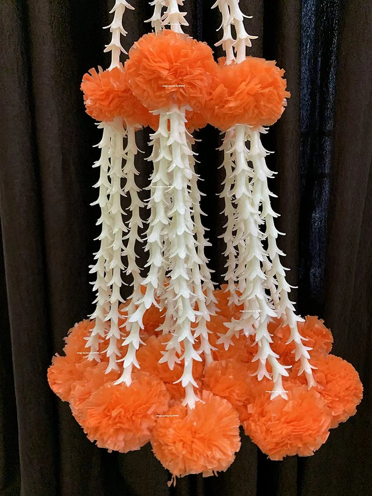 SPHINX Artificial Rajnigandha & Clustered Marigold  Strings for Decoration Approx 2.33 ft - 