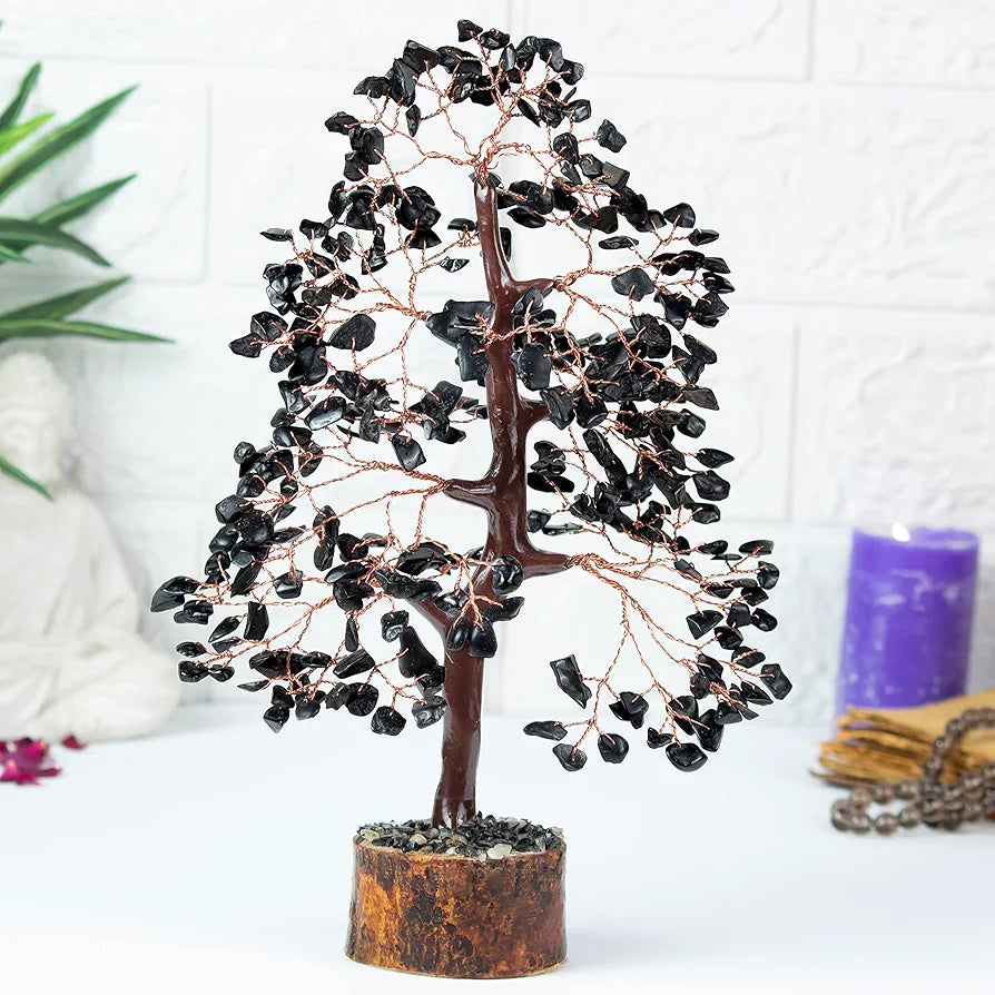 BEZAVO Black Tourmaline Crystal Tree | Money Tree for Protection, Wealth & Positive Energy | Decorative Tree for Home & Office | Ideal Gift for Men & Women – Birthday & Anniversary 