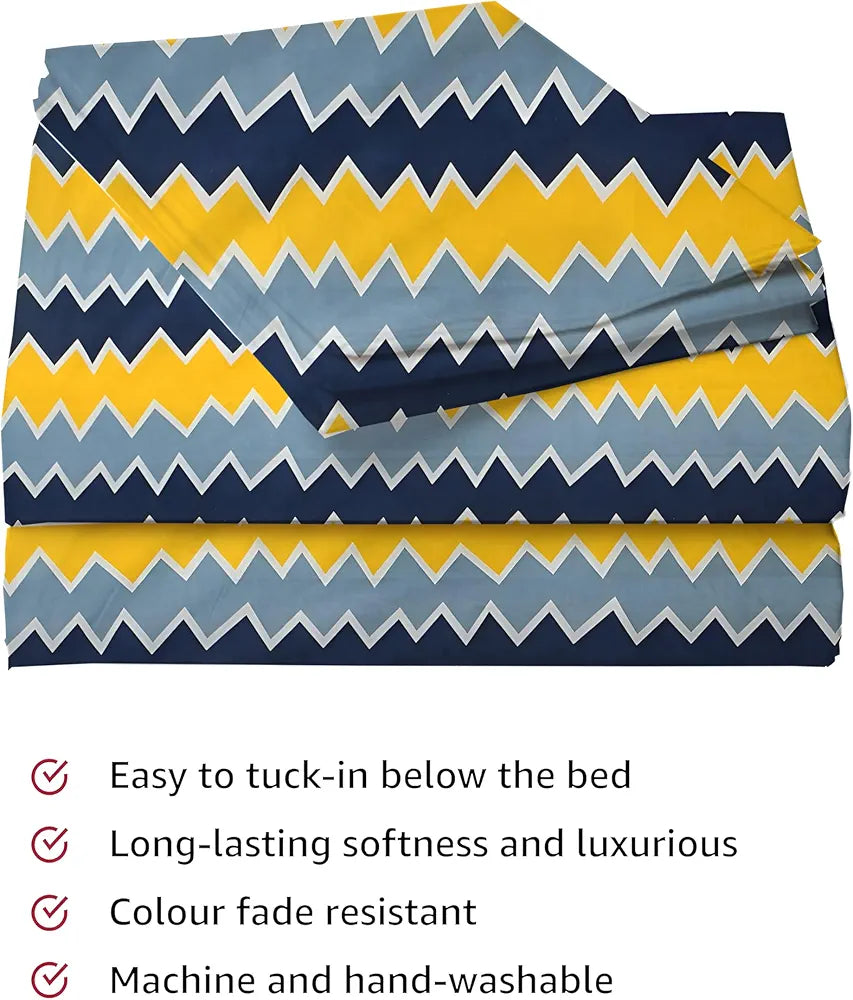 Polycotton 220 TC Floral Printed King Size Double Bedsheet with 2 Pillow Covers, 