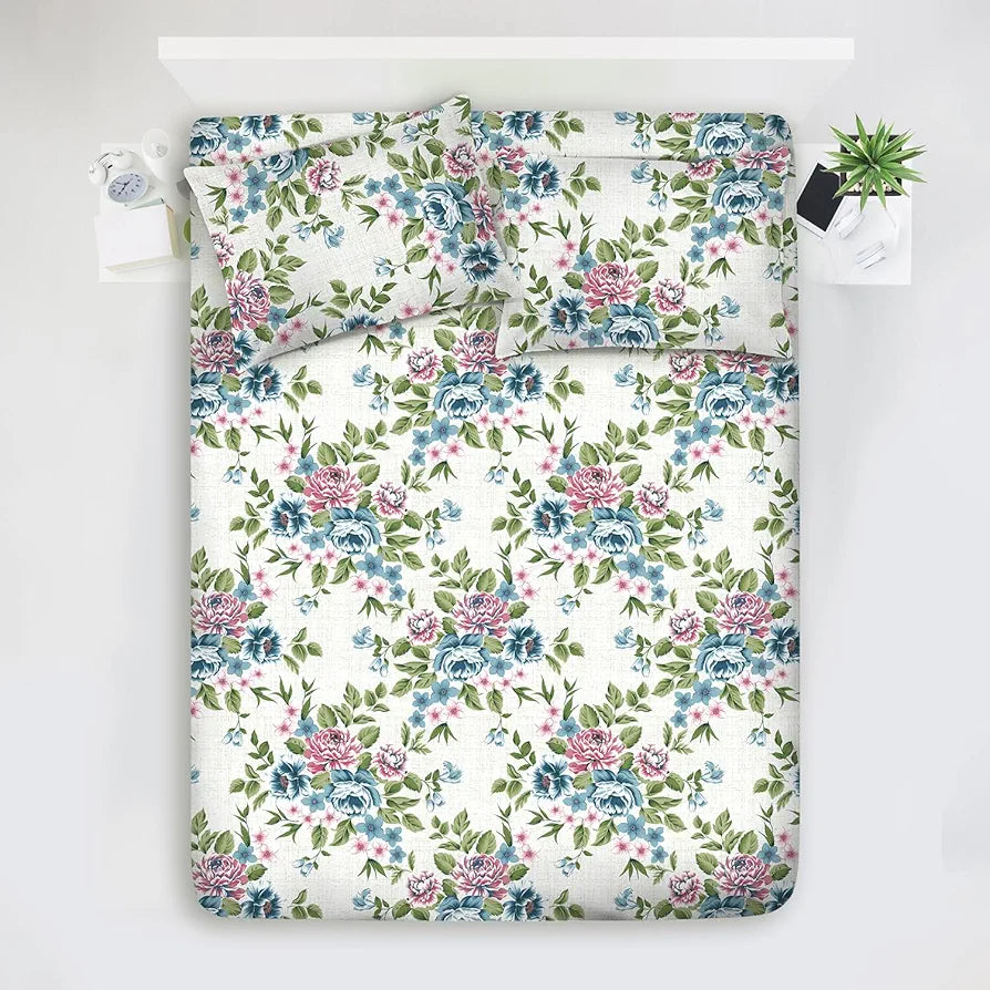 Layers Argos Bedsheet Set for All Seasons - Lightweight, Moisture Absorbent, Machine Washable & Easy to Care - Gift for Housewarming & More - 225 CVC - King Size 